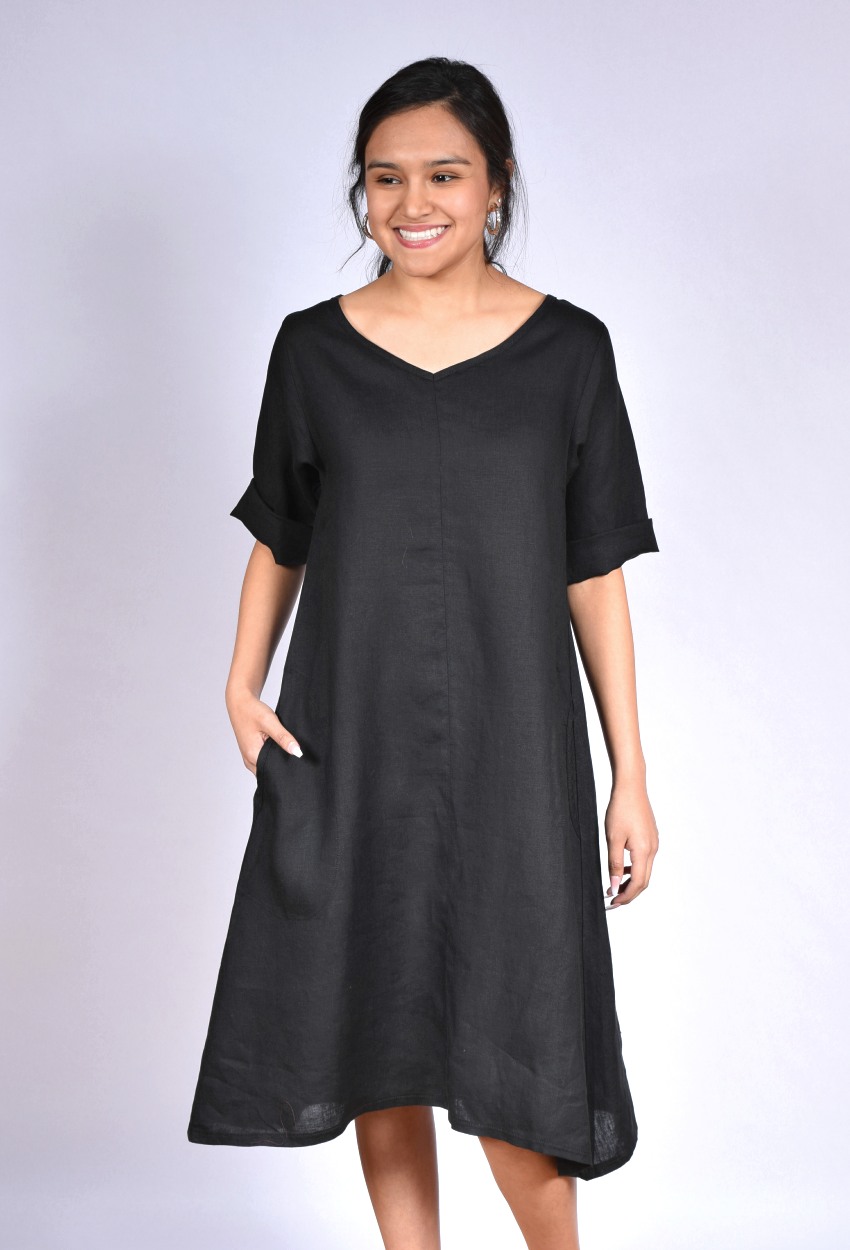 V-Neck Linen Dress