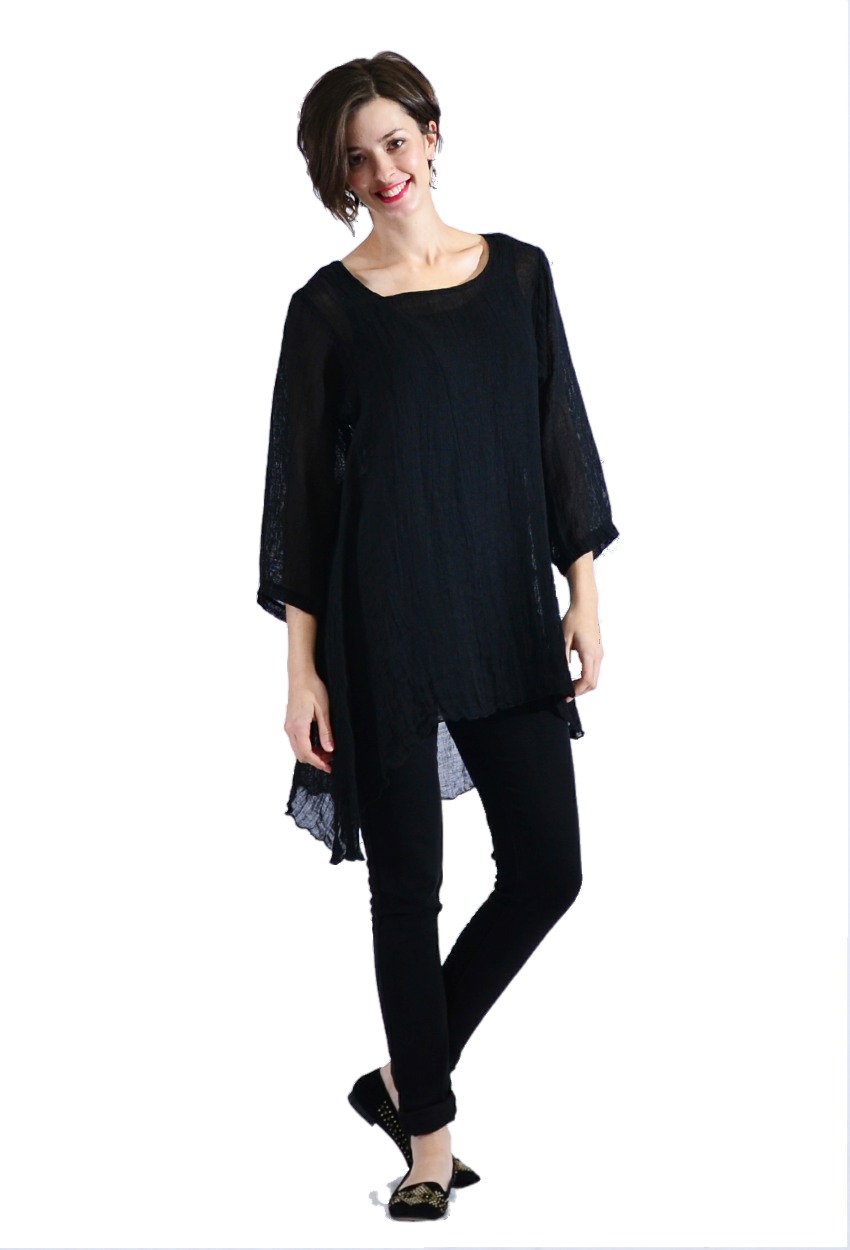 Linen Mesh Asymmetrical Tunic