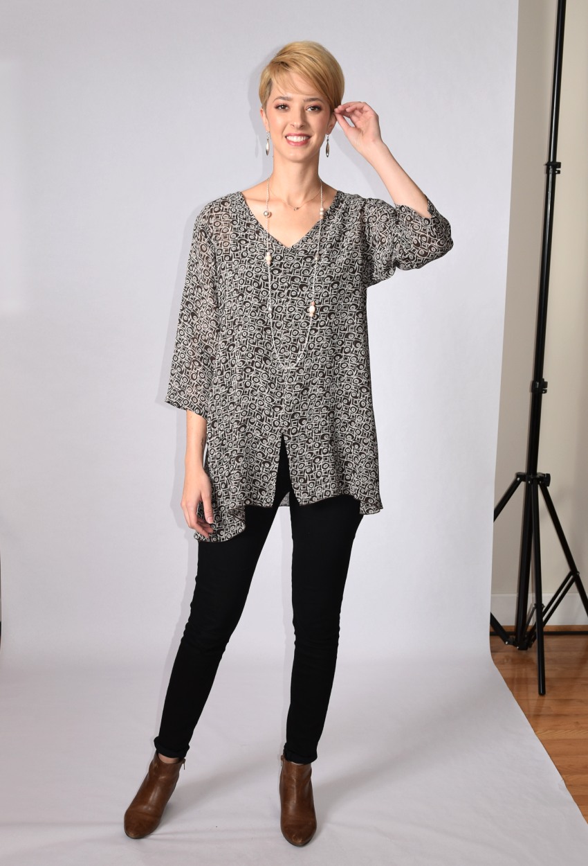 Graphic Swirl V-Neck Tunic