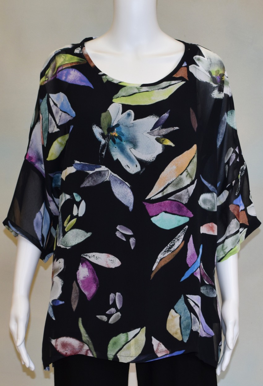 Midnight Floral Easy Dolman Tunic