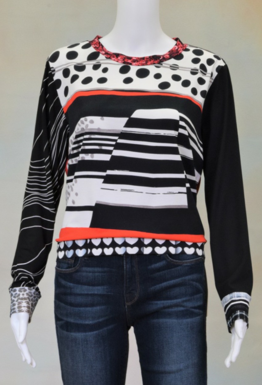 One of a Kind Fun Banded Jersey Pullover Small 205