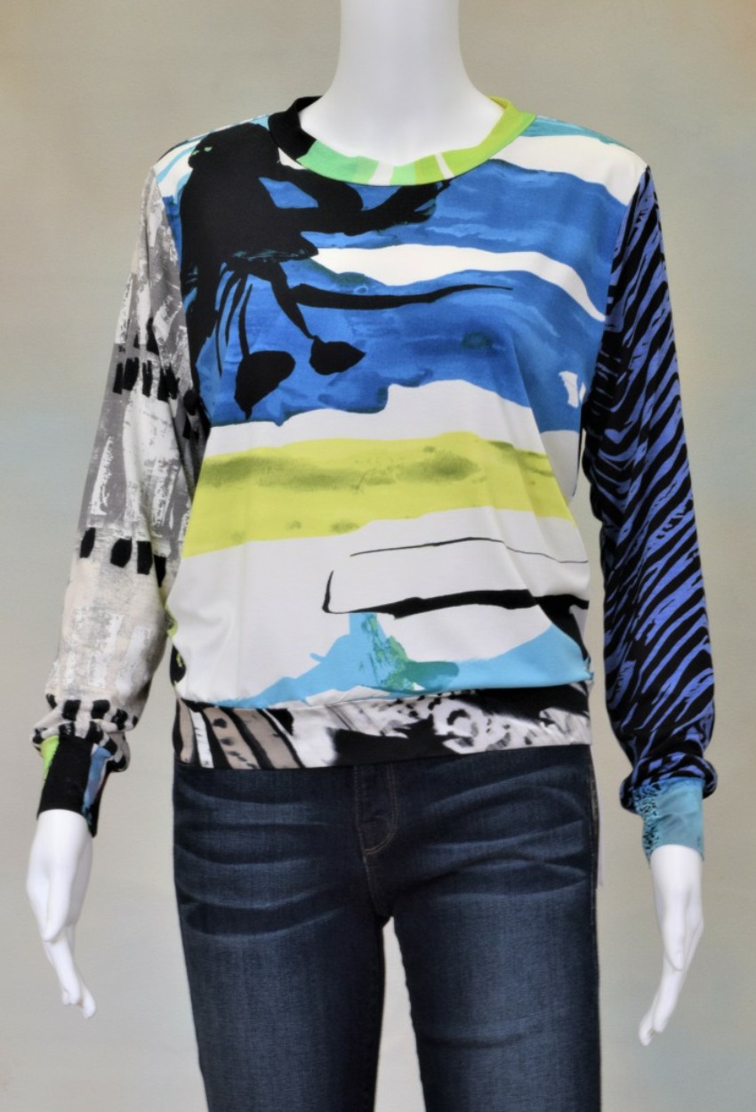 One of a Kind Fun Banded Jersey Pullover Small 207