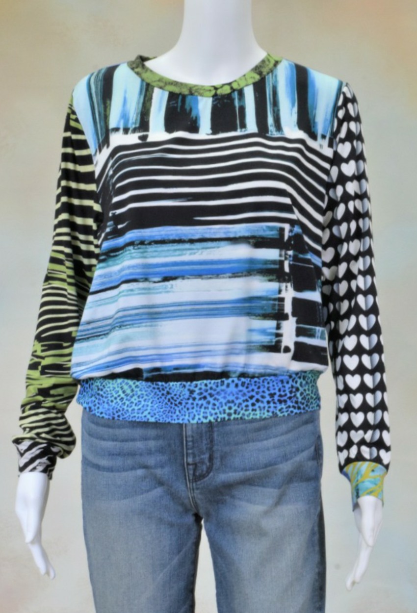 One of a Kind Fun Banded Jersey Pullover Small 208