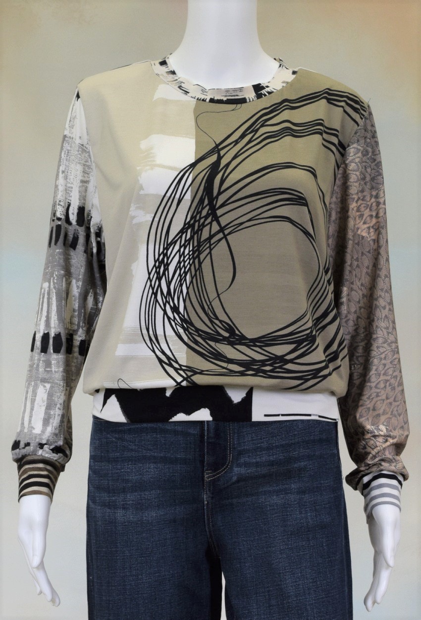 One of a Kind Fun Banded Jersey Pullover Medium 406