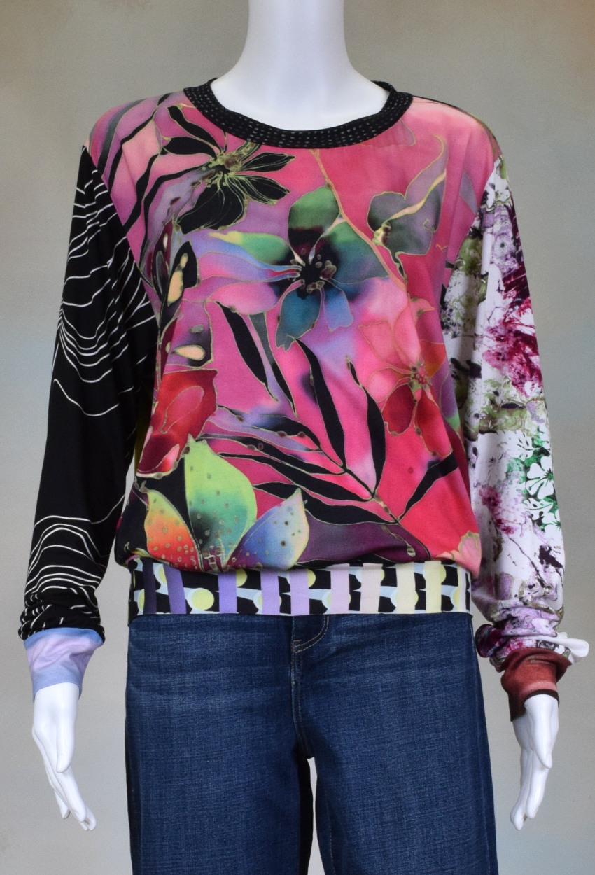 One of a Kind Fun Banded Jersey Pullover Large 701