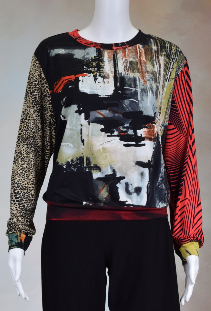 One of a Kind Fun Banded Jersey Pullover Large 705