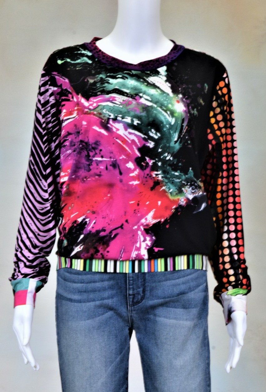 One of a Kind Fun Banded Jersey Pullover Large 706
