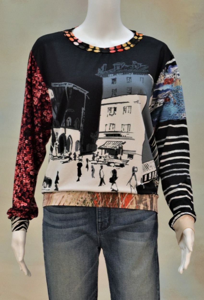 One of a Kind Fun Banded Jersey Pullover Large 708