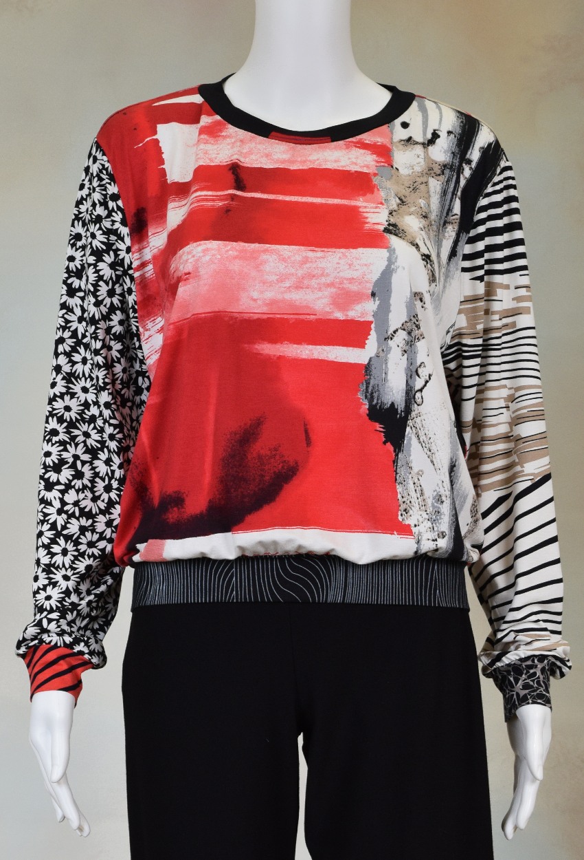 One of a Kind Fun Banded Jersey Pullover Large 711