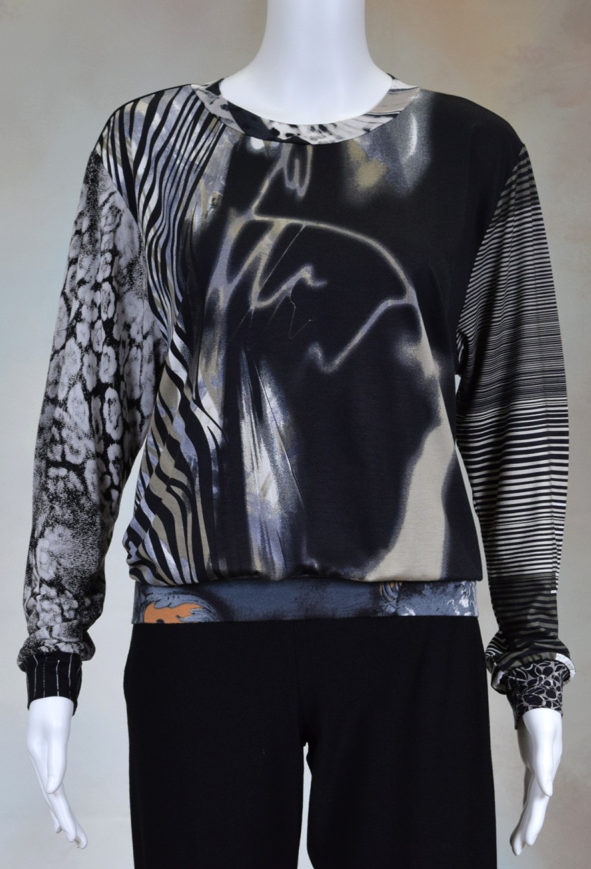 One of a Kind Fun Banded Jersey Pullover Large 712