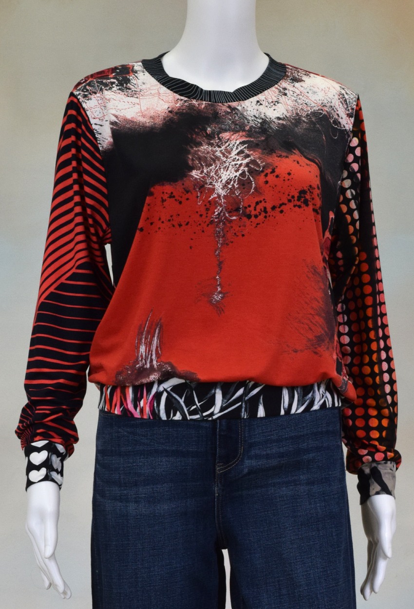 One of a Kind Fun Banded Jersey Pullover Medium 408