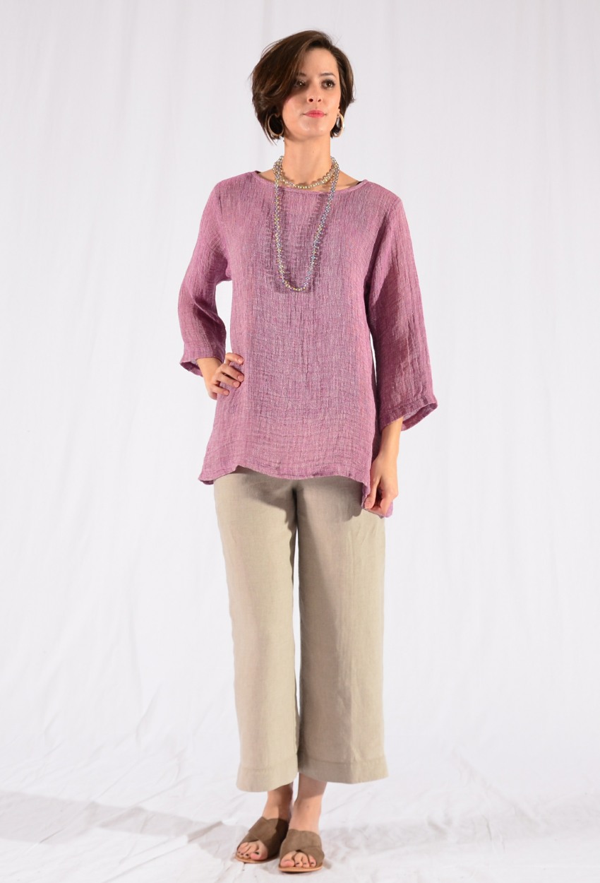 Linen Mesh Boatneck Pullover