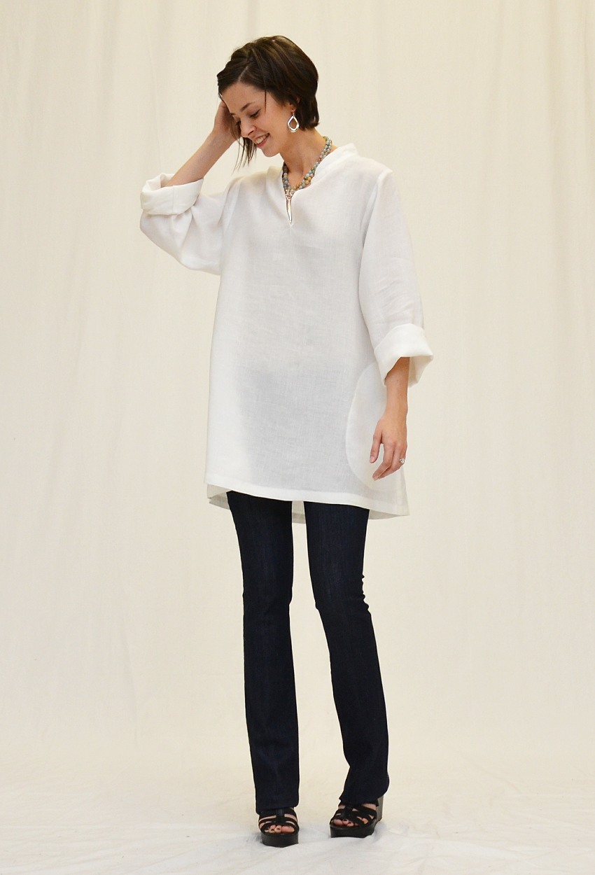 Linen Mandarin Collar Tunic