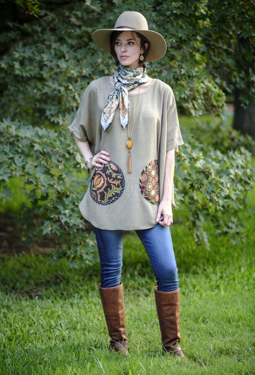 Brown Tweed Short Poncho