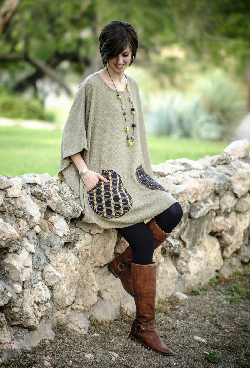 Brown Tweed Mixed Poncho