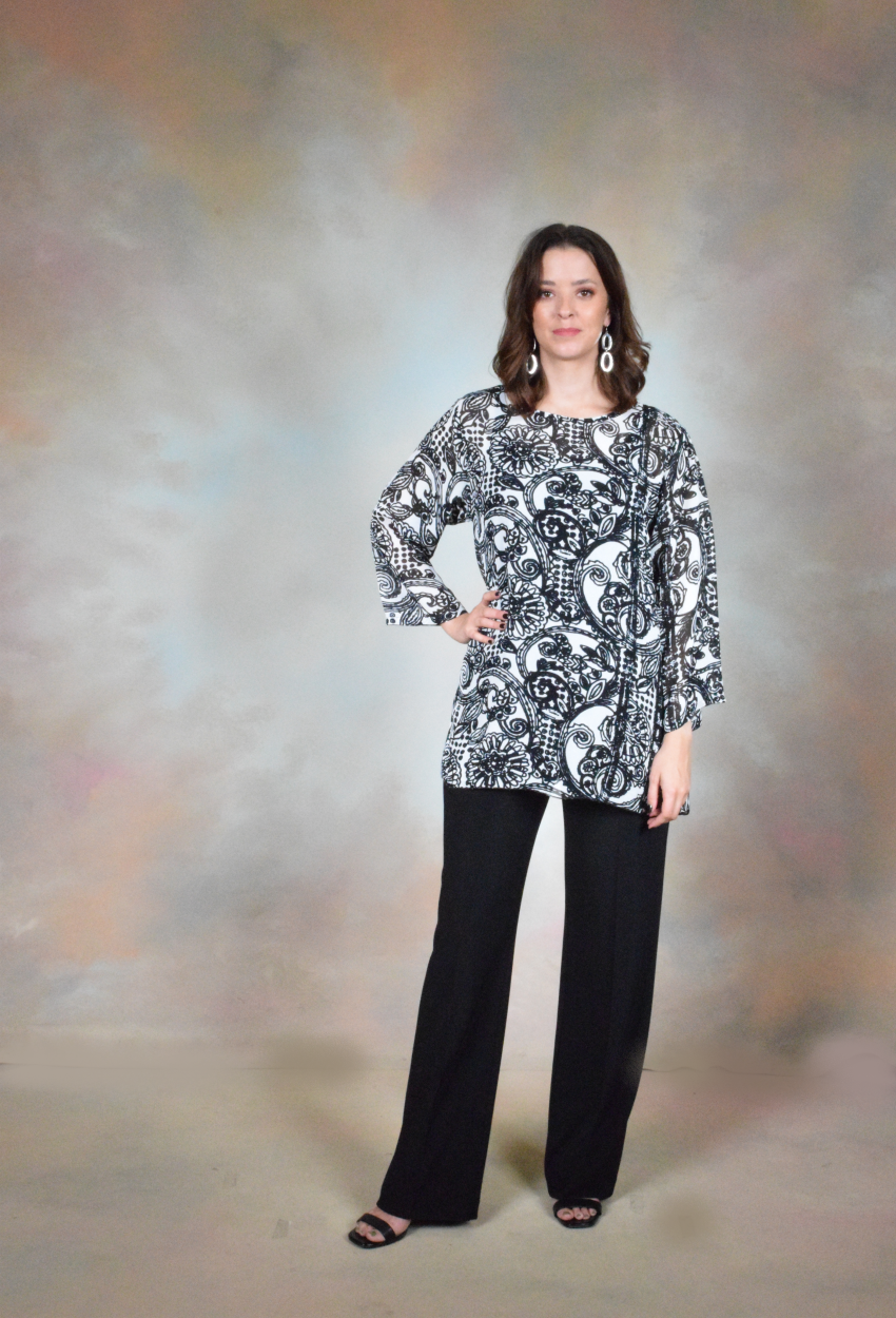 Black & White Paisley Long Tunic